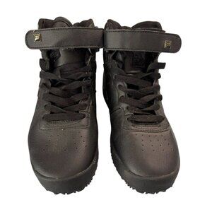 Fila Womens Black High-Top Sneakers With Velcro Strap & Lace-Up Closure